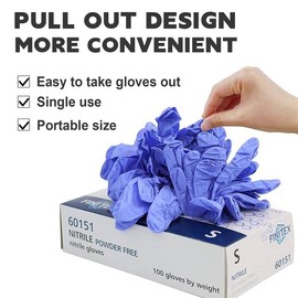FINITEX Ice Blue Nitrile Gloves, Disposable, Multi-Purpose Work Gloves, Household Cleaning, Unisex, Food, Touch Screen, Painter, Gardening Box - Color: 100Ice Blue, size: L