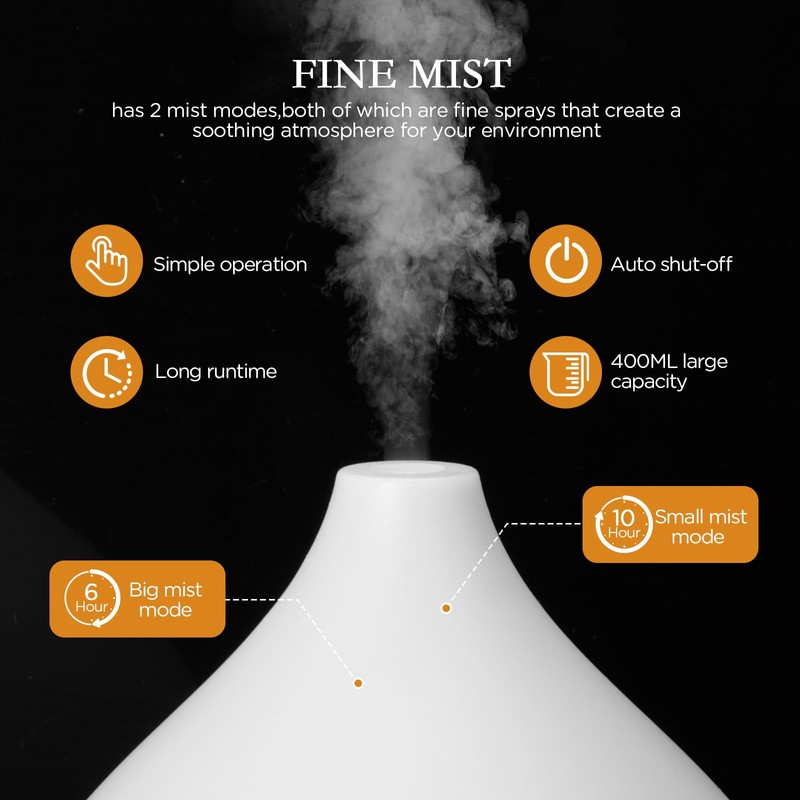 Cozary Diffusore di Oli Essenziali, 400ml Diffusore di Aromi Umidificatore