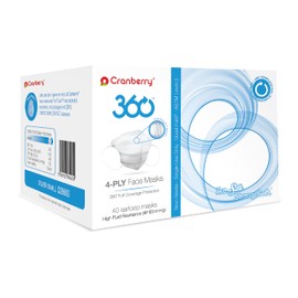 Cranberry 360 Earloop Face Mask Level 3, Silver, (Pack of 40)