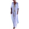 Bsubseach Gold Embroidery Long Kaftan Dresses V Neck Caftan Dress