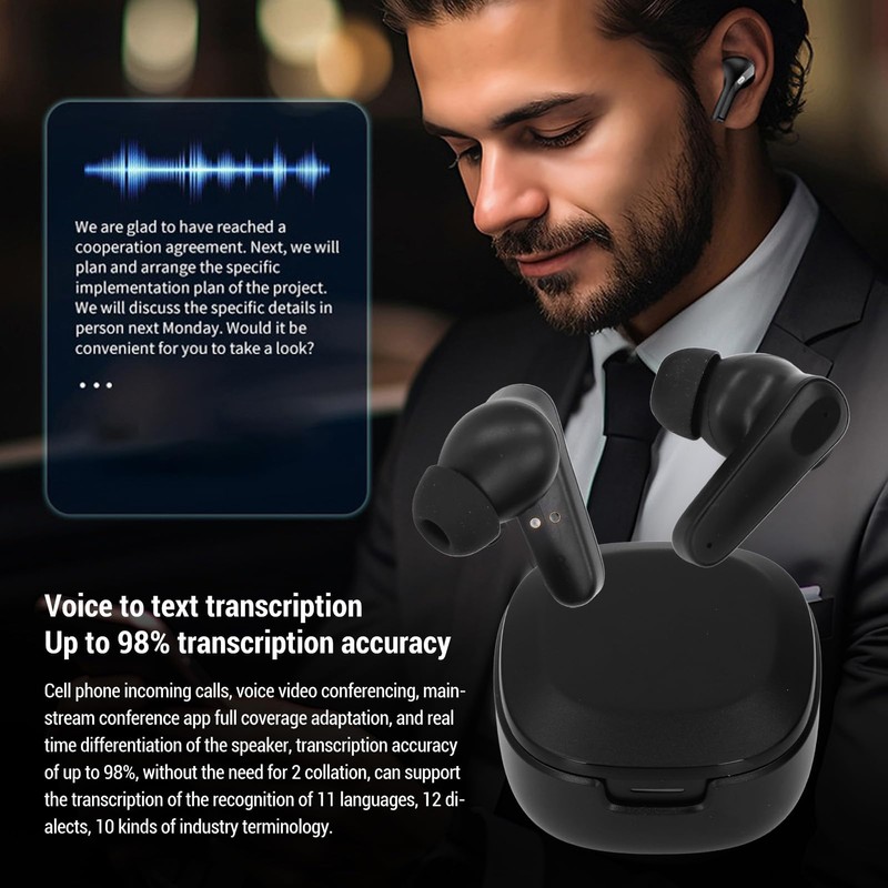 Language Translator Earbuds, AI Translation Headphones with 144 Languages, Two-Way
