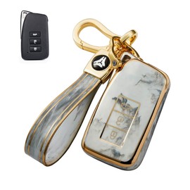 [BAGOOD] Lexus Key Case, Key Holder, Scratch/Drop Prevention, Premium TPU, Ultra Lightweight, Accessory, Lexus NX 20 Series, 10 Series, RX IS GS RC RC F, LX, 3 Buttons (Gray)