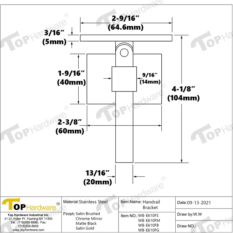 Top Hardware Stainless Steel 316 Garde Wall Mount Adjustable Handrail