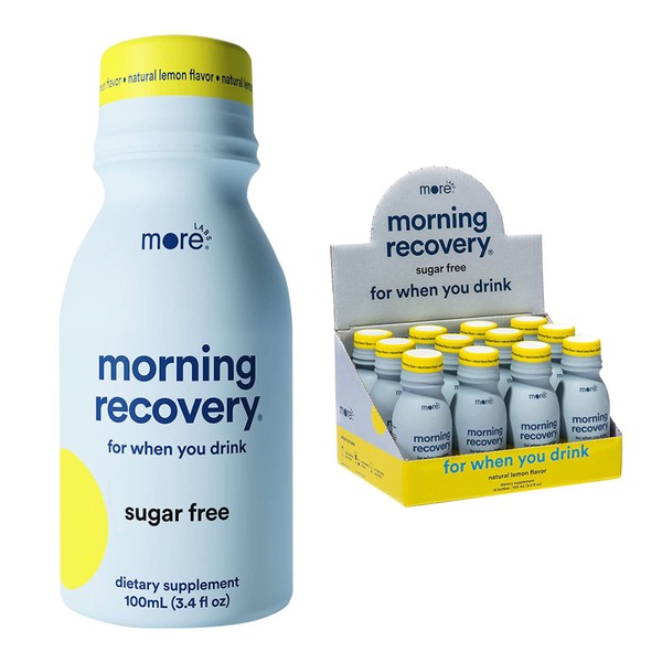 Morning Recovery Electrolyte, Milk Thistle Drink Proprietary Formulation to Hydrate While Drinking for Morning Recovery, Highly Soluble Liquid DHM, Sugar-Free Lemon, Pack of 12
