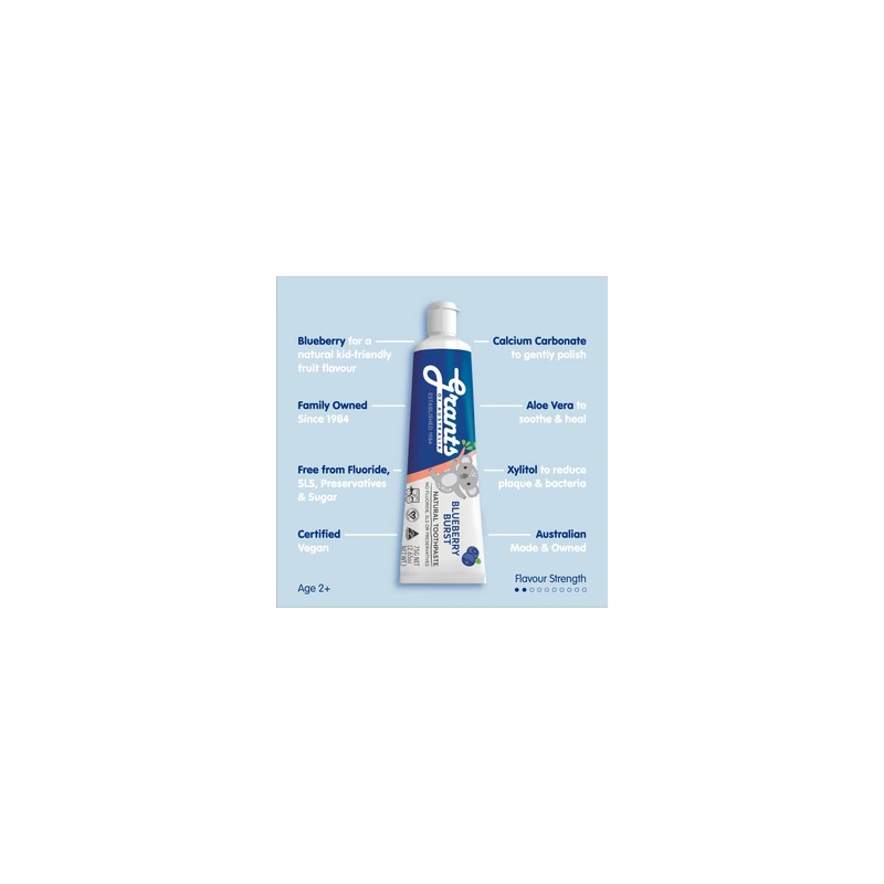 Grants Of Australia Natural Toothpaste Kids Blueberry Burst 75g
