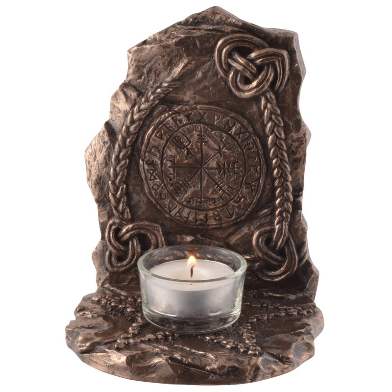 Veronese Viking Compass Vegvisir Tea Light Bronzed