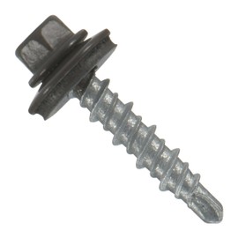 #10x1" Hi-Lo Mini-Driller EPDM Washered Metal Roofing/Siding Fasteners (250pcs) (Burnished Slate/Antique Bronze)