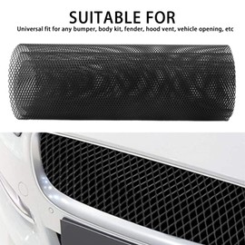 panthem Car Grill Mesh 40 x 13 inch, Universal Black Aluminum Alloy Mesh Car Grille, Metal Front Radiator Grille for Car Bumper, Hood Vent, Multifunctional Grille Mesh (Black, 6x12 mm Rhombus)