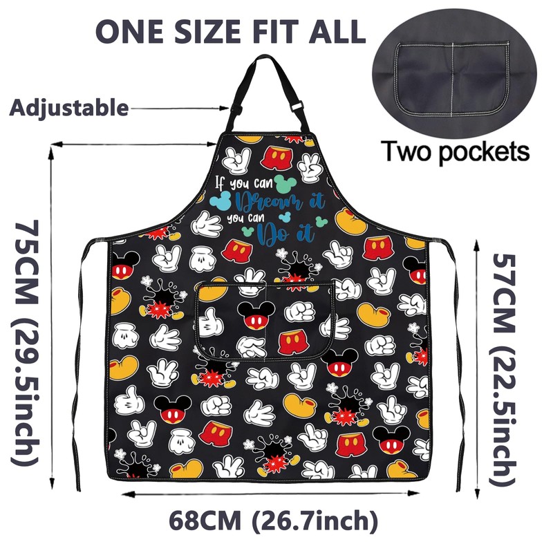 CMNIM Cartoon Mouse Aprons Mouse Cooking Aprons with Pockets Colorful