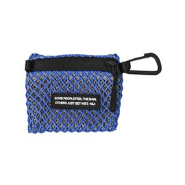 KiU K463-901 Double Mesh Card Case, W-MESH CARD Case, Lightweight, Mini Pouch, Coin Case, Card Case, Wallet, Bicolor Carabiner, Stylish, Cute, Unisex, Unisex, Blue