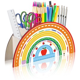 NVGVUP Pencil Pots for Classroom, Wooden Desk Organiser, Creative Pen Holder for Desk, Kids Stationary Organiser, Pen Pot Rainbow for Office School Home Supplies, School Supplies for Girls
