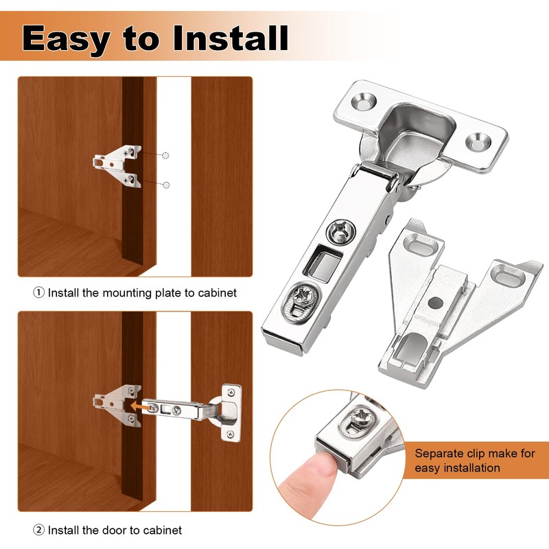 Probrico Soft Opening Kitchen Cabinet Hinges 10 Pair (20 Pack),