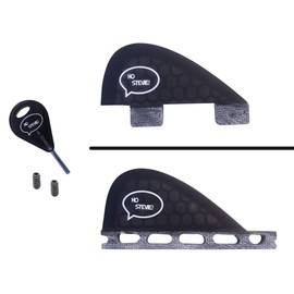 Ho Stevie! Stabilizer Surfboard Fin (Center/5th Fin) Twin Tab or Single Tab Sizes + Fin Key and Screws (Black, Single Tab)