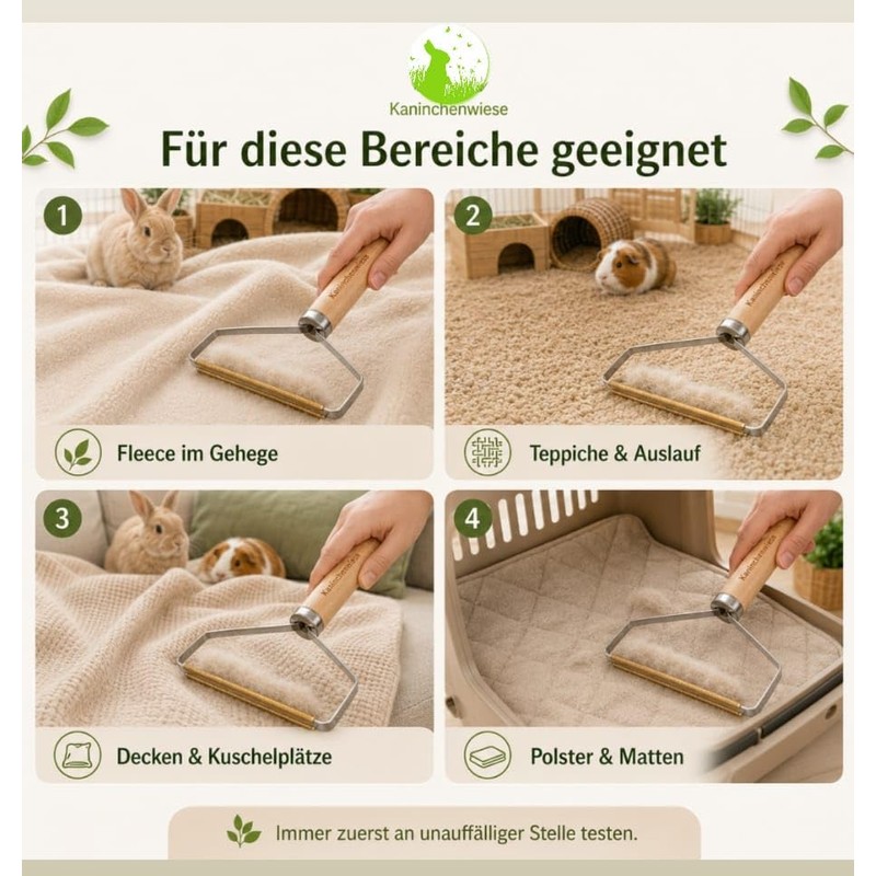 Effective Wooden Pet Hair Remover for Rabbits & Guinea Pigs