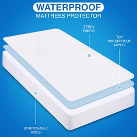 Utopia Bedding Waterproof Mattress Protector Super King 180 x 200 cm, Fits Up to 40 cm Deep Mattresses, Premium Terry Super King Size Mattress Protector, All Around Elastic, Super King Mattress Cover
