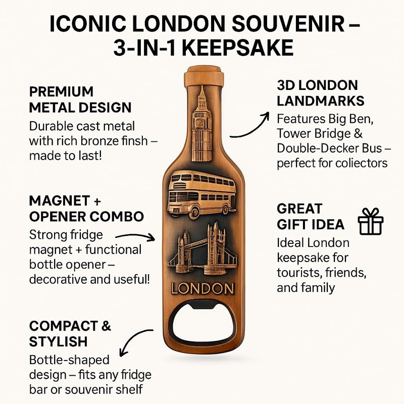 Bells Box Set of 6 London Souvenir Bottle Opener Fridge