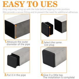 20 Pack 32mm(1-1/4”) Square Tube End Cap Plastic Plugs,32mmx32mm Square Tubing Plug, Steel Chair Leg End Caps, Fence Plugs,Bar Stool Glides Inserts, Furniture or Fitness Equipment End Caps