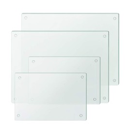 Murrey Home Glass Cutting Board Set for Kitchen Counter, Tempered Glass Chopping Boards Dishwasher Safe, Small Clear Countertop Tray, Set of 4