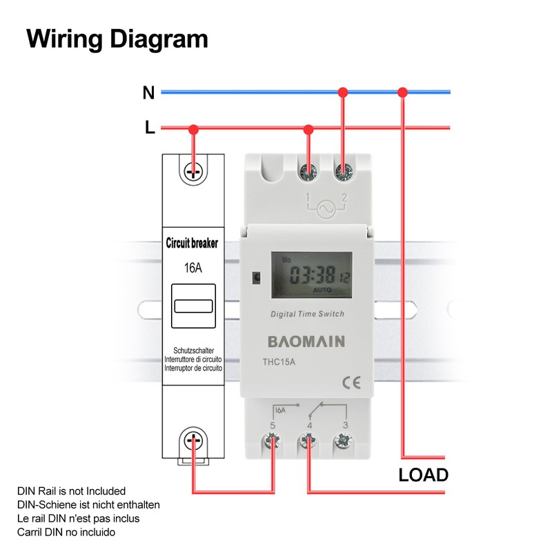Baomain THC15A DC/AC 12V Digital LCD Power Programmable Timer Switch