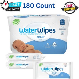 WaterWipes Plastic-Free Original Baby Wipes, 99.9% Water Based Wipes, Unscented