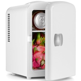 Electactic Compact Refrigerator, Portable Mini Fridge, Skin Care 4L Capacity/6 Cans, for Bedroom, Car, Office & Dorm, Small Cooler for Cosmetics, Beverage and Food, White