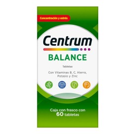 Multivitamínico Centrum Balance con Vitamina B Vitamina C Hierro Potasio y Zinc 60 Tabletas