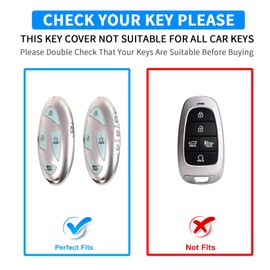 QBUC for Hyundai Key Fob Cover with Key Chain, Upper Leather + Soft TPU Car Key Case for Hyundai Ioniq 6 Grandeur GN7 KONA Elanrtra Santa Fe Tucson (2023-2025) Sonata (Pink, 7 Buttons)