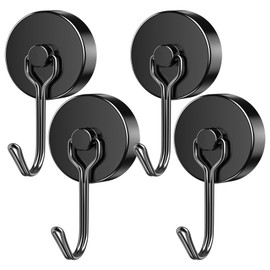 Grtard 4 Pack Magnetic Hooks 35 Pound Neodymium Magnets with Hooks, Magnets with Hooks, Strong Rotating Magnetic Hooks for Hanging, Key Holder, Hanging Indoor and Outdoor