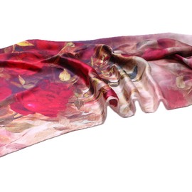 Smi&Love Women's Mulberry Silk Scarf Floral Print Satin Long Scarf Wrap Shawl (Hsly01), 170cm*53cm