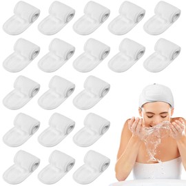 24 Pcs Spa Facial Headband Set - Premium 100% Cotton Esthetician Headbands for Facials, 24.4 x 3.14 Inch Adjustable Hair Wrap for Women, Makeup & Skincare (White)