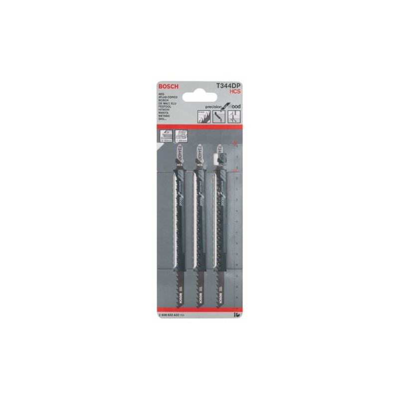 Bosch Professional 3 x Jigsaw blade T 344 DP Precision