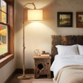 EJIAXIN Floor Lamp for Bedroom - 69" Rustic Farmhouse Tall Lamp with 3 Color Temperatures- Country Vintage Reading Light Standing Lamps for Living Room Office Home Decor, Bulbs, Brown