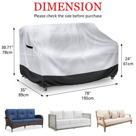 Outdoor Couch Cover Waterproof, 600D Heavy Duty 2-Seater Outdoor Sofa Cover, Windproof and Tear-Resistant Patio Furniture Covers, Outdoor Furniture Cover-78x35x30 Inch
