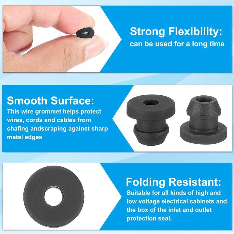 PATIKIL 6mm / 1/4" Drill Hole 1/8" ID Rubber Grommets