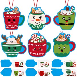 Wenqik 30 Sets Christmas Craft Kit for Kids Hot Cocoa Christmas Ornaments DIY Christmas Tree Decorations Hot Cocoa House Crafts Kit Xmas Gift for Kids Classroom Activities Holiday Party Supplies