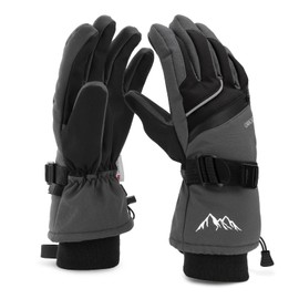 Ski Gloves for Men Women - Winter Snow Gloves Windproof & Waterproof for Cold Weather, Warm Snow Sports Gloves with Pocket Skiing Snowboarding Snowmobile Gloves for Adult Youth Gray M