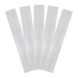 HARFINGTON 5pcs Reflective Stickers 1" x 5.9" High Visibility Diamond-Grade Reflective Adhesive Tape Waterproof for Bike Car Motorcycle Trailer Helmet Mailbox, White