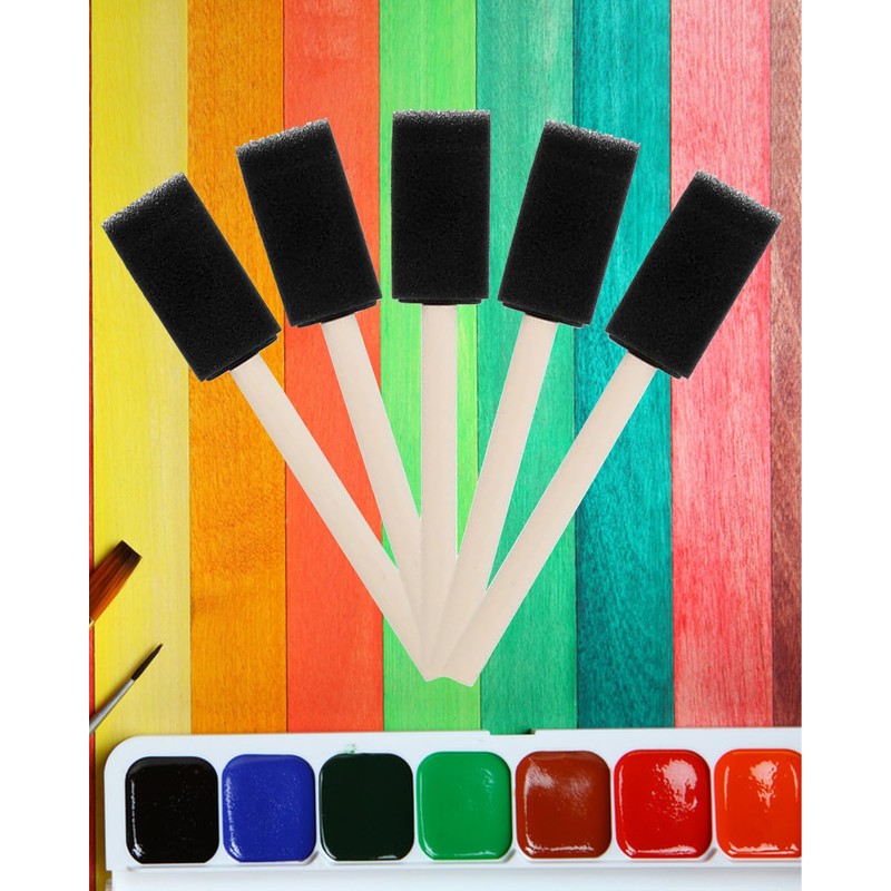 WAFJAMF 10 Pack Black Sponge Paint Brushes Set Wood Handle