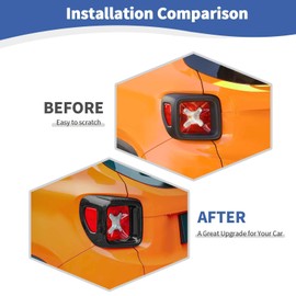 RT-TCZ for Renegade Tail Light Cover Trim, Rear Brake Light Cover for Jeep Renegade 2016 up Black ABS Carbon Fiber Exterior Accessories 2pcs