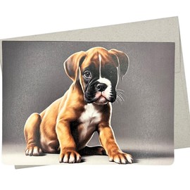 Whitman and Daughter Puppy Boxer Greeting Card, Boxer Birthday Card (1 Premium Card, 5X7 Inches) dog card blank for all occasions like retirement, thinking of you or get well wishes - 705