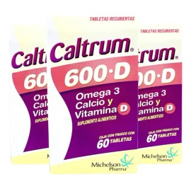 Caltrum 600 D . Omega 3, Calcio Y Vitamina D. 3 Pack Sabor Sin Sabor                                                                                  