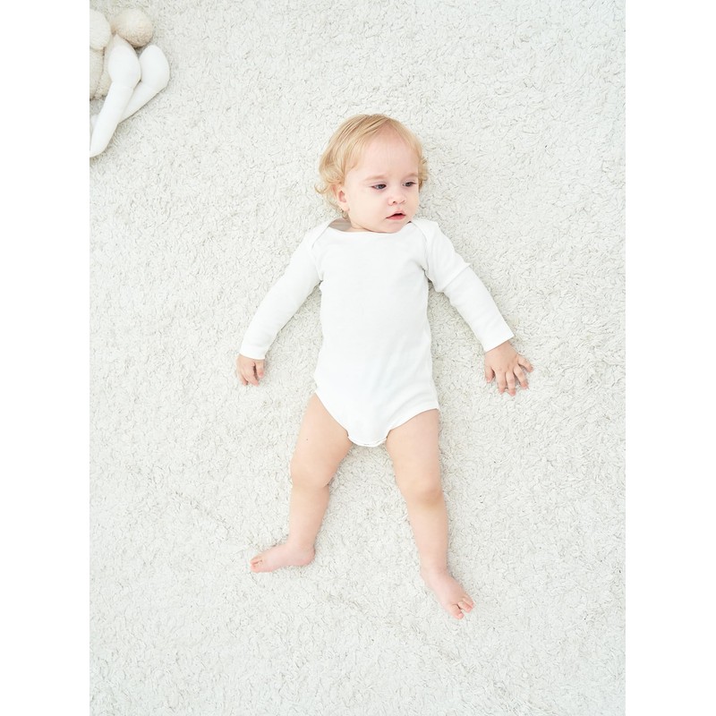 HahaNice Long Sleeve Bodysuits Cream White 24 Months
