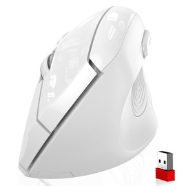 memzuoix Ergonomic Mouse Wireless,2.4G Optical Cordless Mice with 800/1200/1600 DPI,Vertical Computer Wireless Mouse for Laptop, Mac,PC,Desktop (for Right Hand, Large),White Mouse