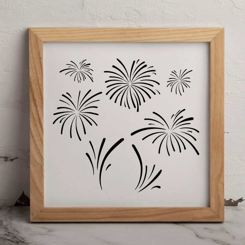MAGJUCHE Fireworks Stencil 12 Inches, Reusable Firework Stencil for Painting