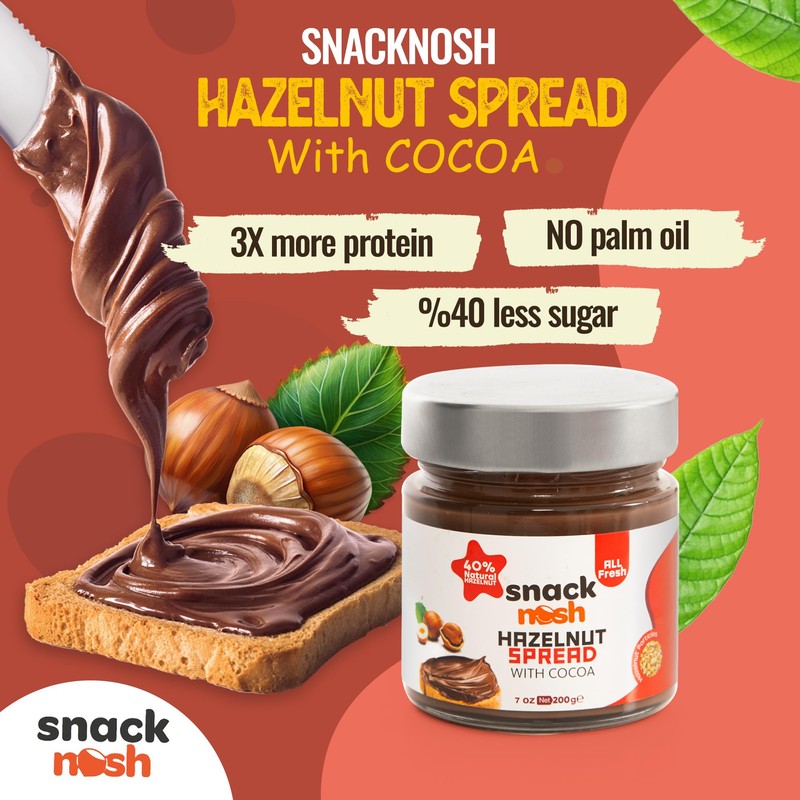 SNACK NOSH Hazelnut Spreads - 40% Hazelnut with Cocoa for