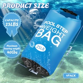 4 Pack Universal Pool Step Weights 250D PVC Waterproof Swimming Pool Ladder Weights 10L No Breaken Above Ground Pool Ladder Sand Bags, Foldable Pool Stair Weights for Pool Steps(Sky Blue)