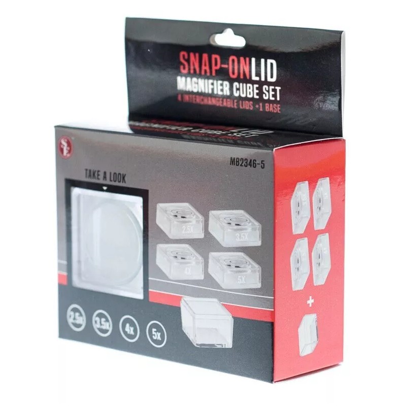 1 Box-4 Lids Snap-On Magnifier Cube Set (1.5" Dia) 2.5X,