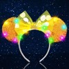 ACEDRE Light Up Mouse Ears Headband LED Sequin Tulle Bow
