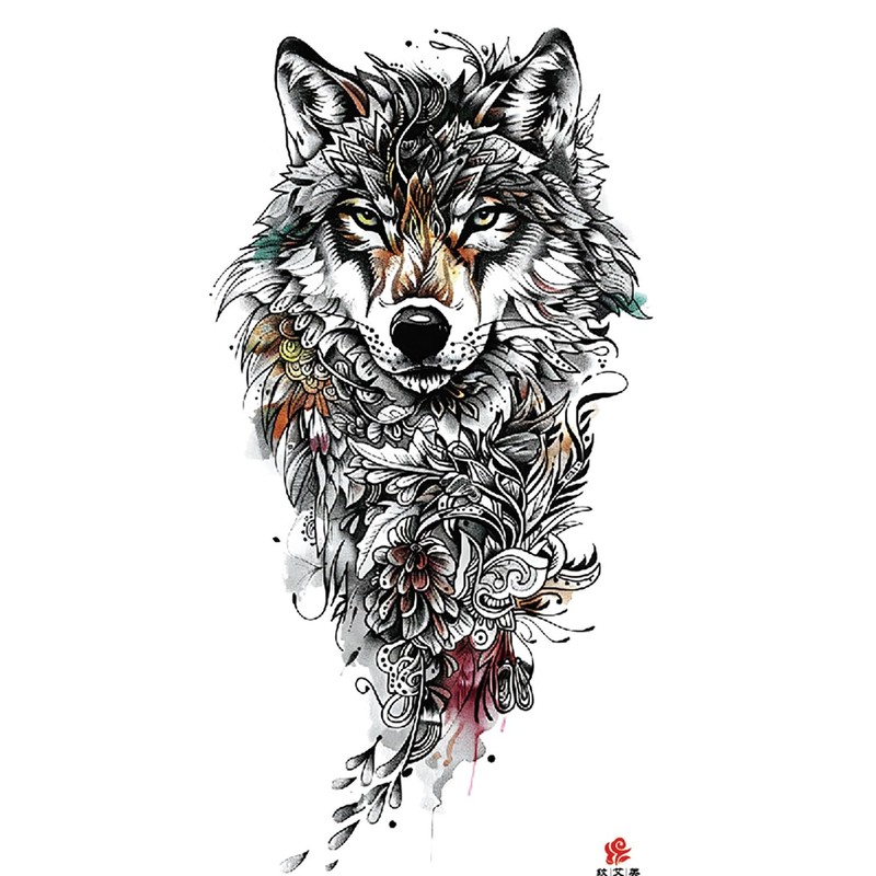 6 Sheets Temporary Lion Tattoo Wolf Tattoo Animal Tattoo Arm