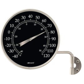 Décor High Contrast Black 4" Dial Thermometer (Satin Nickel)